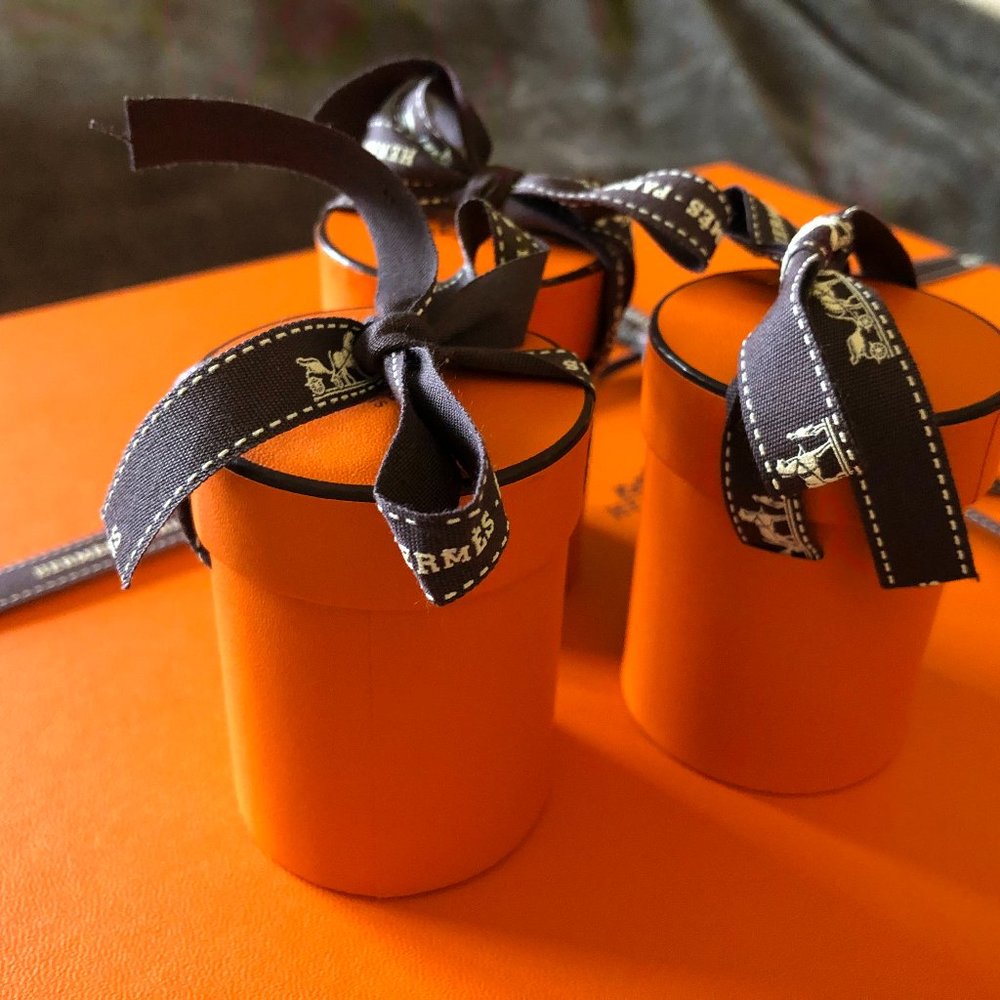 Hermes Orange Empty Twilly Container Box with Ribbon